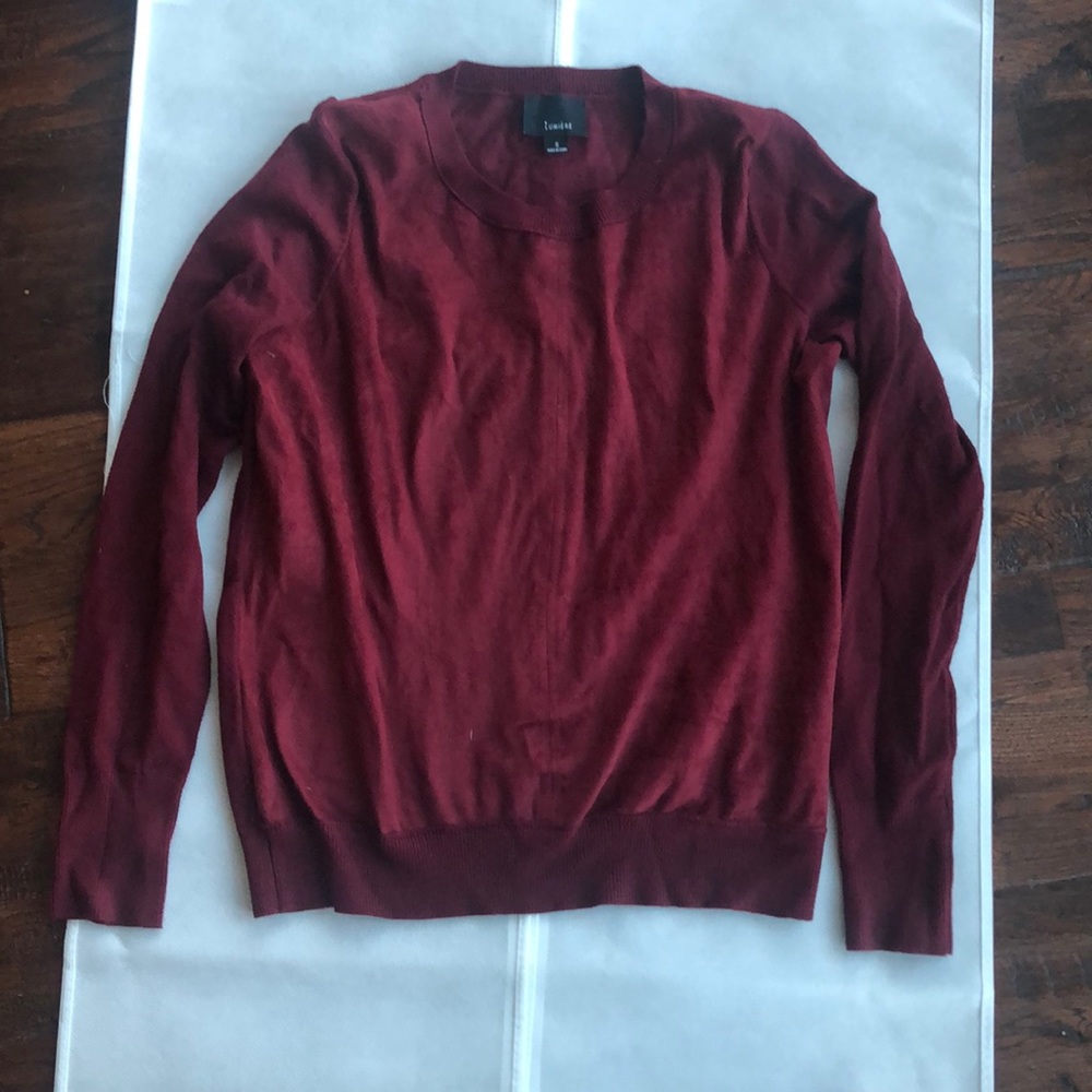 Faux Suede front Burgundy Sweater from Lumiere
